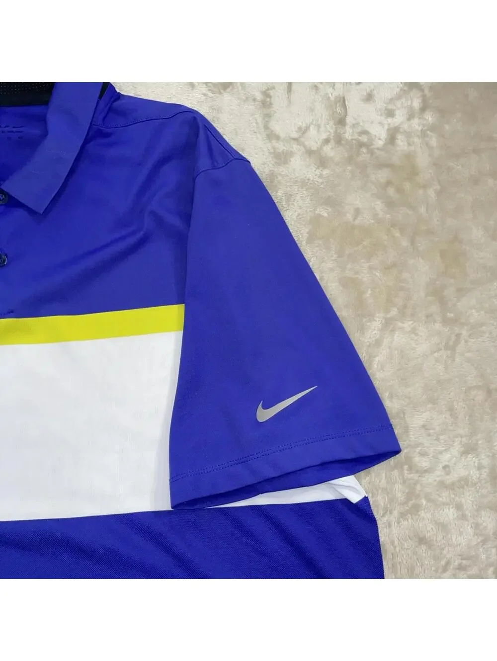Nike Golf Polyester Colorblock Short Sleeve Polo Dri-Fit Shirt Blue Men's XL
